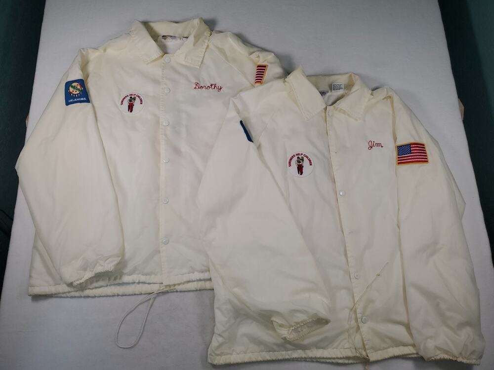 Lot Of 2 His And Hers Vintage Shriners Stitch Embroidered Jacket - Size L & XL